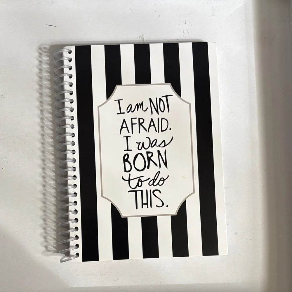 😃🆕😃 Inspirational Black & White Striped Spiral Notebook - I Am Not Afraid Cover